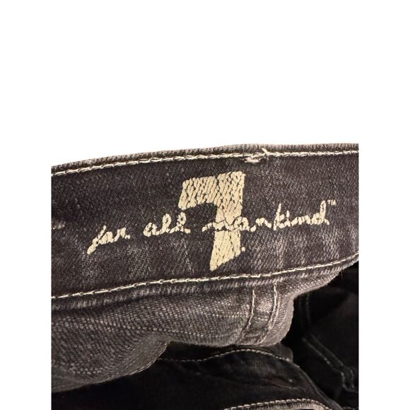 7 For All Mankind Mens Straight Button Fly Jeans Size 38 Black Stretch Denim USA - Picture 5 of 7